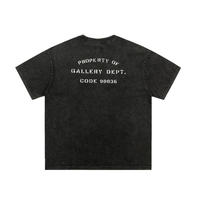 Gallery Dept Yellow Logo Distressed Tee T-Shirt Black
