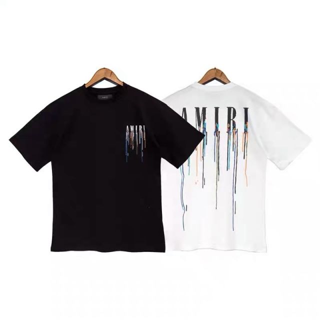 splash-ink tassel tee t-shirt black white