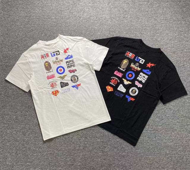 1:1 Quality Bape All Logos T-Shirt 2 Colors Black White