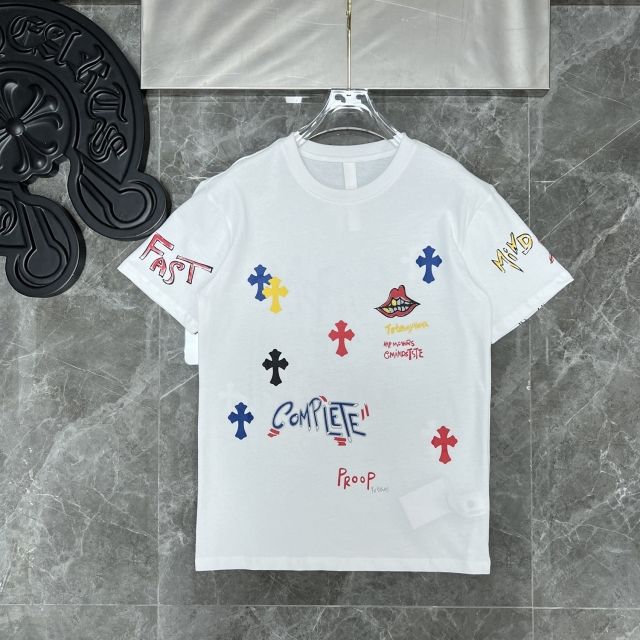 Chr0me Hearts graffiti hand-painted tee black white t-shirt