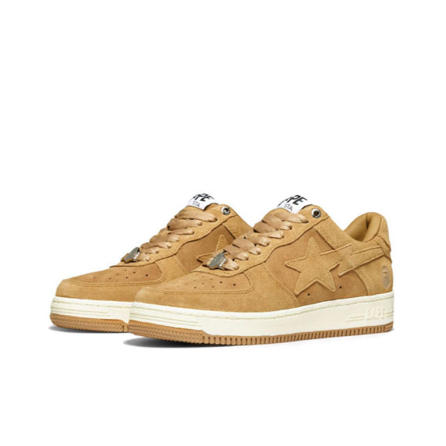 Bape Sta Bapesta Suede Low Shoes Khaki