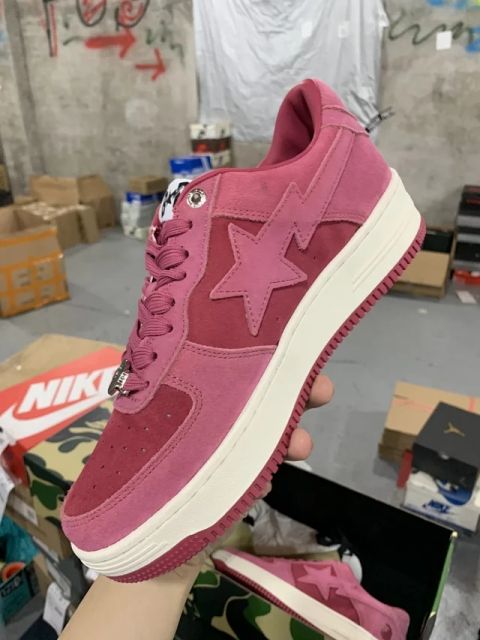 Bape Sta Bapesta Suede Low Shoes Pink (US5-US12)