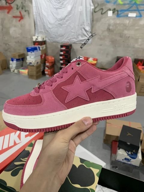 Bape Sta Bapesta Suede Low Shoes Pink (US5-US12)