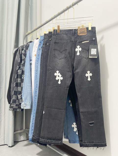 Chr0me  Heart White Crosses Black Jeans