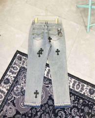 Chr0me  Heart Black Crosses Blue Denim Jeans