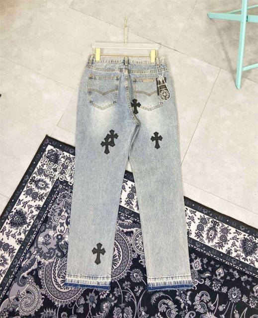 Chr0me  Heart Black Crosses Blue Denim Jeans