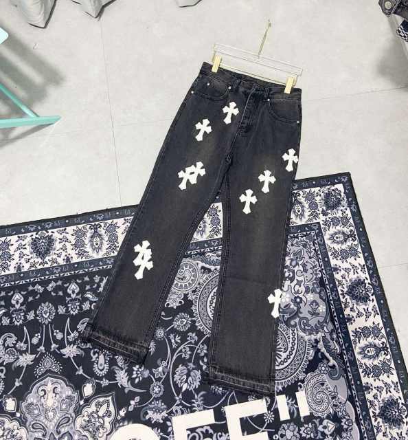 Chr0me  Heart White Crosses Black Jeans
