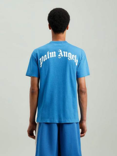 Palm Angels Bear Hoodie T-Shirt Blue