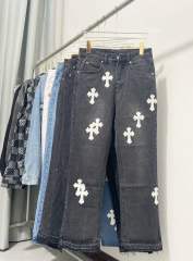 Chr0me  Heart White Crosses Black Jeans