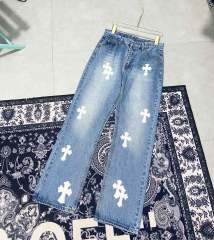 Chr0me  Heart White Crosses Denim Jeans Pants