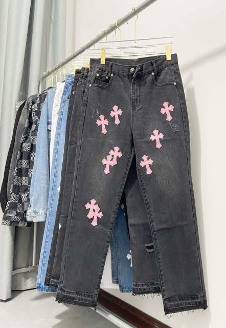 Chr0me  Heart Pink Crosses Black Pants