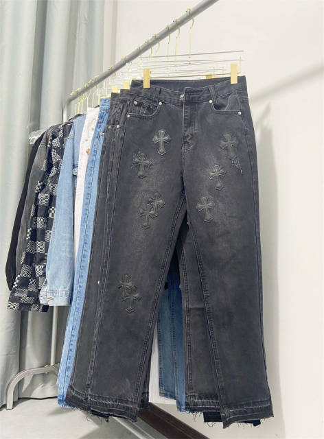 Chr0me  Heart Black Crosses Denim Jeans