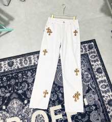Chr0me Heart Black Crosses White Pants