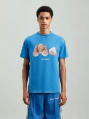 Palm Angels Bear Hoodie T-Shirt Blue