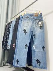 Chr0me Heart Black Crosses Blue Denim Jeans