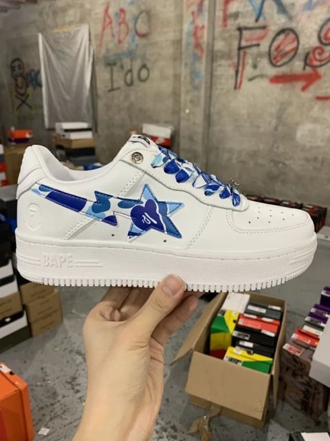 Bape Sta Sneaker Camo Sta blue on White Men Women (US5-US12)