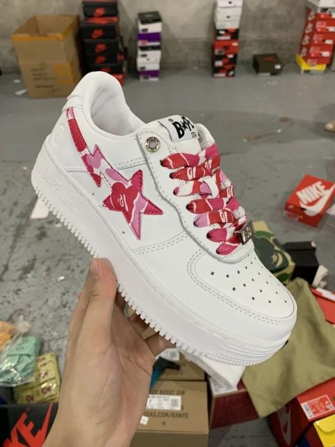Bape Sta Camo Star Shoes Pink White (US5-US12)