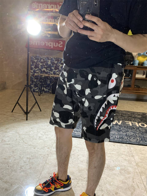 Bape White Camo Side Shark Shorts Glow in the Dark