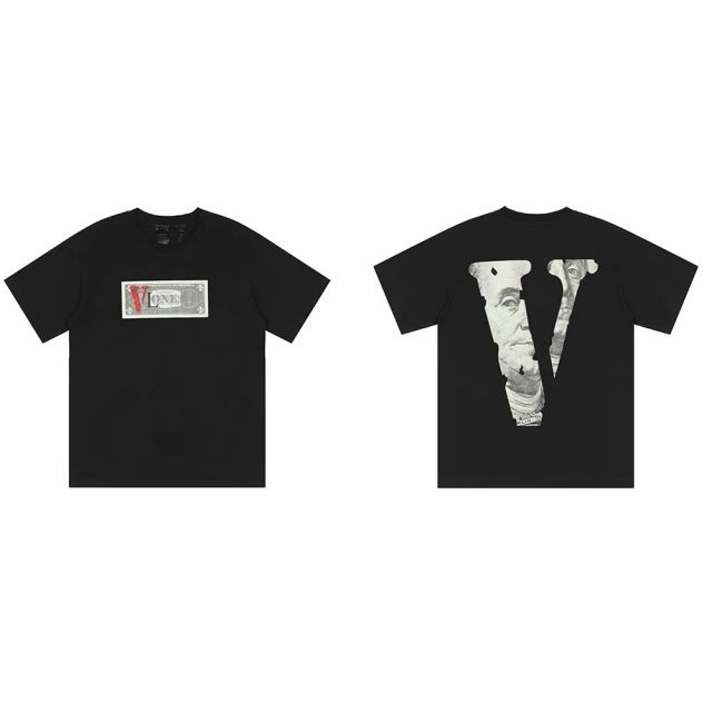 Vlone dollar theme tee black white