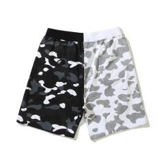 Bape Half Black & White Shark-print Half Camo track shorts