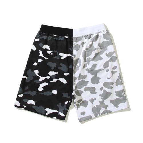 Bape Half Black & White Shark-print Half Camo track shorts
