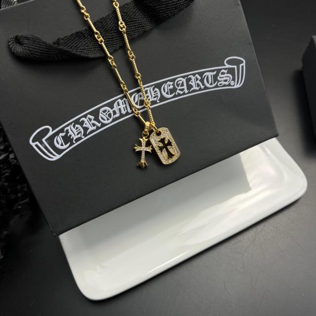 CH Crystal Cross 925 Silver Necklack