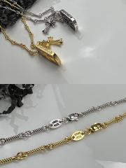 CH Crystal Cross 925 Silver Necklack