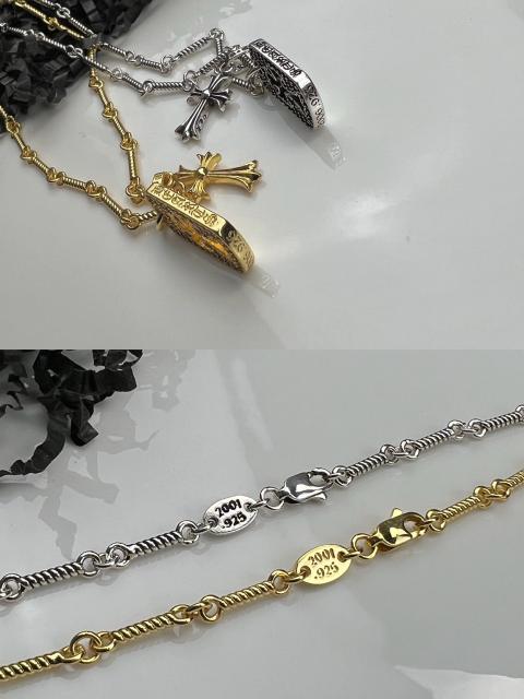 CH Crystal Cross 925 Silver Necklack