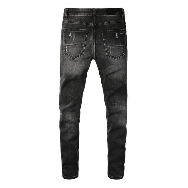 #852 Amiri Bandana Destroy Jeans Pants Black Reps Replica Ninjahype ...
