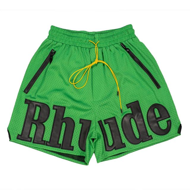 Rhude leather lettering patch mesh shorts 4 colors