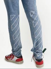 22ss Off White Distressed Logo Denim Jeans