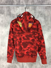 [Best Quality] 1:1 Bape Full Red Camo Shark Zip Up Hoodie