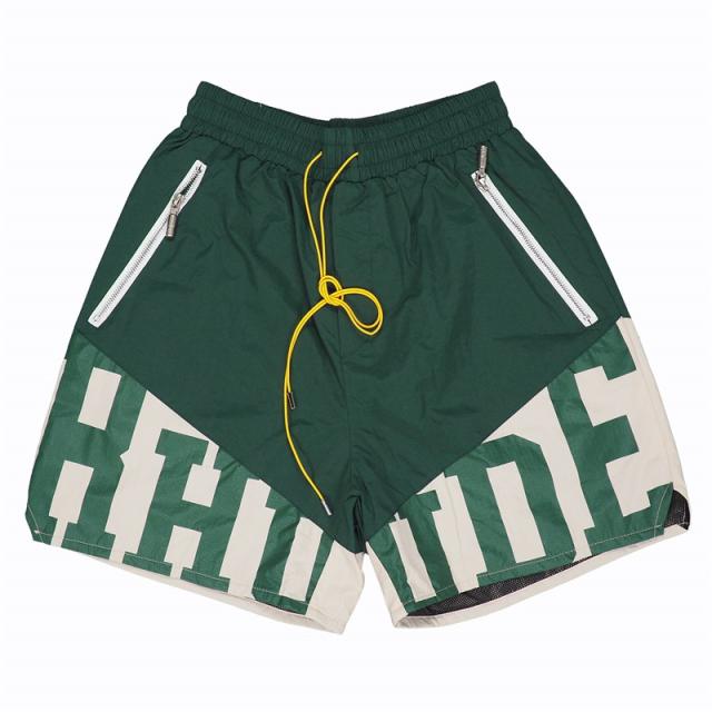 Rhude splicing shorts black green blue