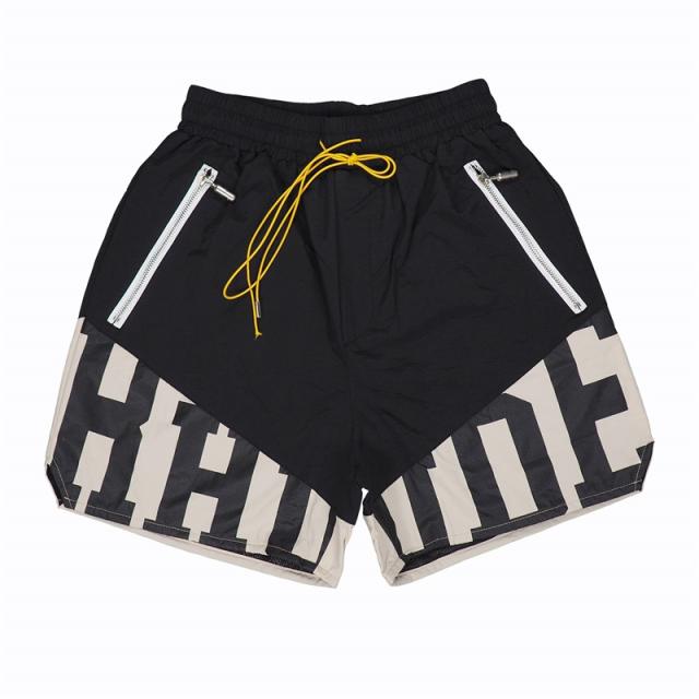 Rhude splicing shorts black green blue