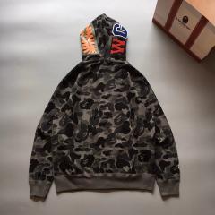 [Best Quality] 1:1 Bape ABC Black Camo Shark Full Zip-Up Hoodie