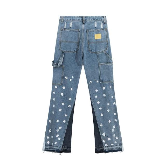 Gallery Dept stitching bell-bottom jeans blue