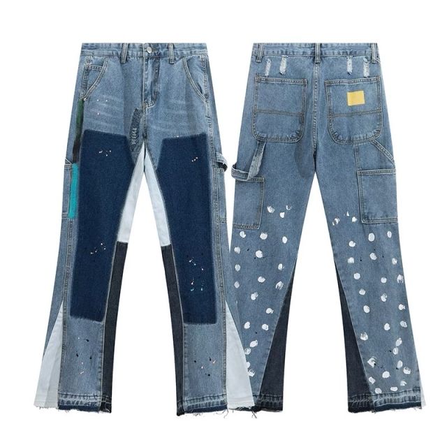 Gallery Dept stitching bell-bottom jeans blue