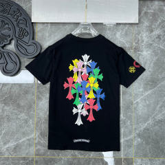 Chrome Hearts Multi Colorful Crosses T-Shirts Black White