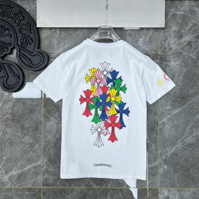 Chr0me Hearts Multi Colorful Crosses T-Shirts Black White