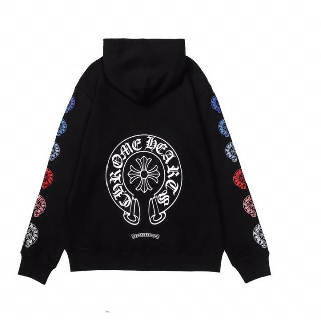 Chr0me Hearts Colorful C Horseshoe Logo Sleeve Hoodie Black