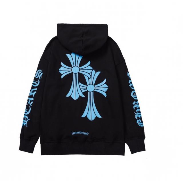 Chr0me Hearts Blue Multi Crosses Logo Hoodie Black
