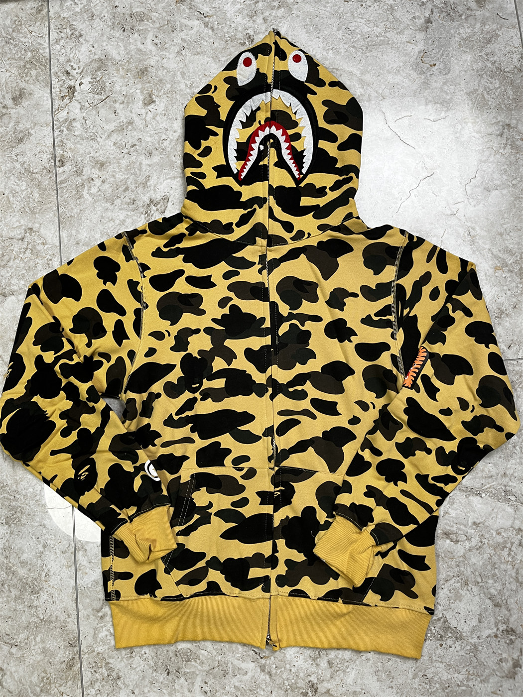 Bape Ponr Shark Zip-Up Hoodie Blue/Yellow/Green Camo