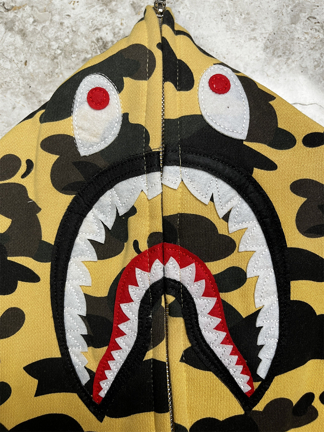 Bape Ponr Shark Zip-Up Hoodie Blue/Yellow/Green Camo