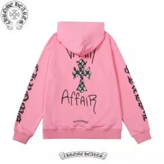 Chr0me Hearts VANITY AFFAIR Plaid cross pink hoodie