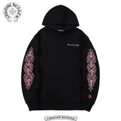 Chr0me Hearts Red Lip Embroidered Pink Arm Logo Hoodie Black