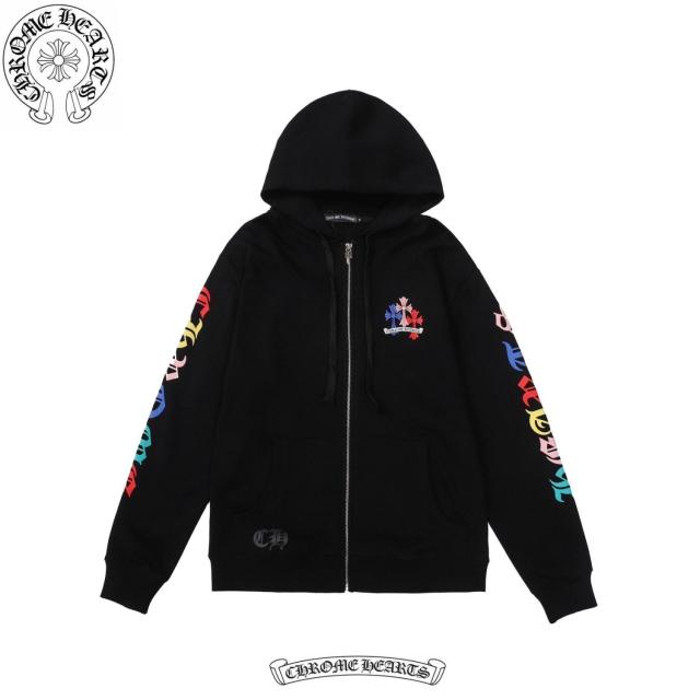 Chr0me Hearts Backside Colorful Crosses Hoodie Black