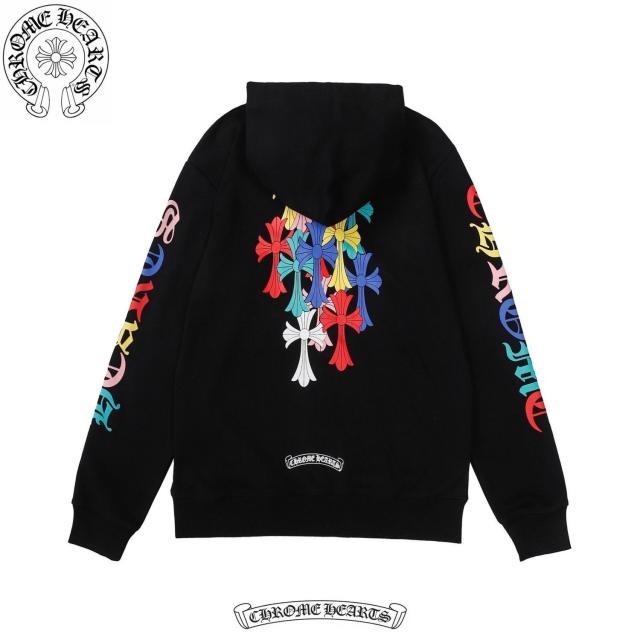 Chr0me Hearts Backside Colorful Crosses Hoodie Black