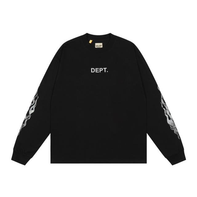 Gallery Dept arm flame print long sleeve black t-shirt