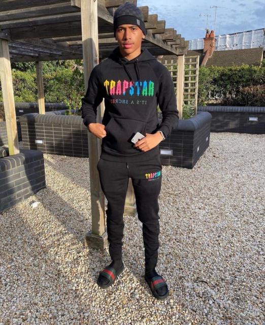Trapstar London Rainbow Towel Embroidery Logo Hoodie & Sweatpants Tracksuit Black Grey