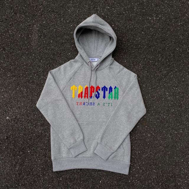 Trapstar London Rainbow Towel Embroidery Logo Hoodie & Sweatpants Tracksuit Black Grey
